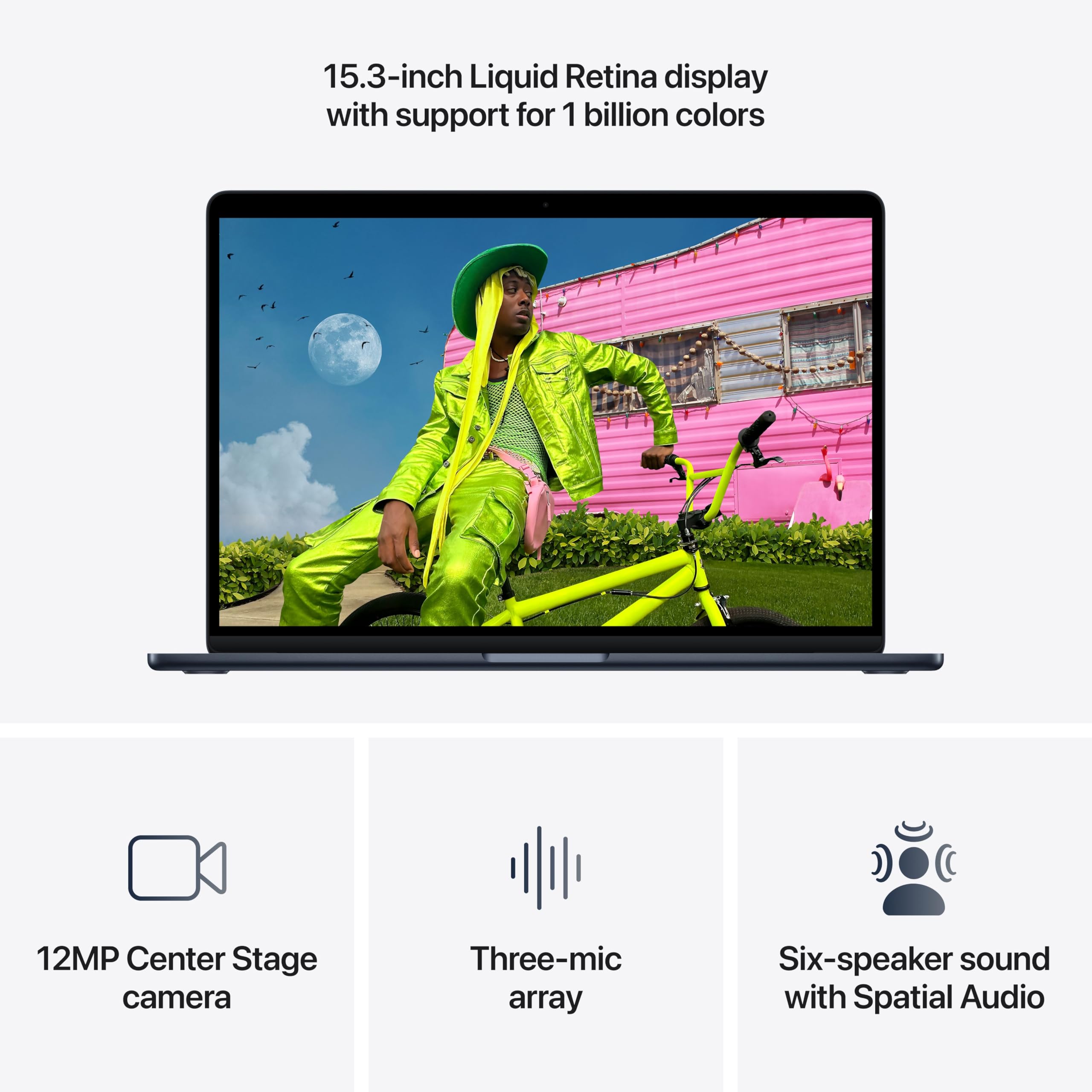 2026 MacBook Air 15-inch Laptop with M5 chip: Built for AI, 15.3-inch Liquid Retina Display, 16GB Unified Memory, 512GB SSD, 12MP Center Stage Camera, Touch ID, Wi-Fi 7; Midnight thumbnail 9