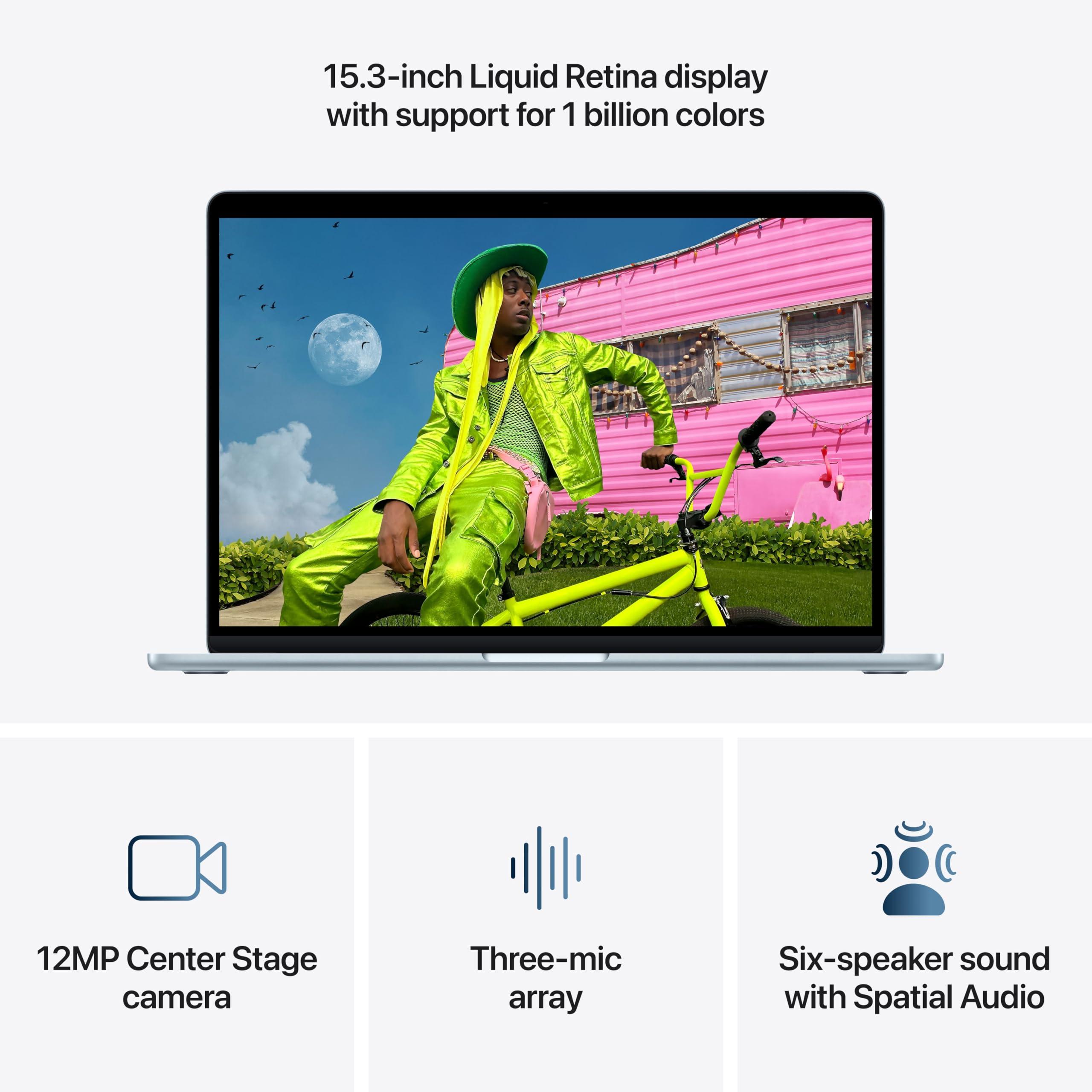 2026 MacBook Air 15-inch Laptop with M5 chip: Built for AI, 15.3-inch Liquid Retina Display, 16GB Unified Memory, 1TB SSD, 12MP Center Stage Camera, Touch ID, Wi-Fi 7; Sky Blue thumbnail 9