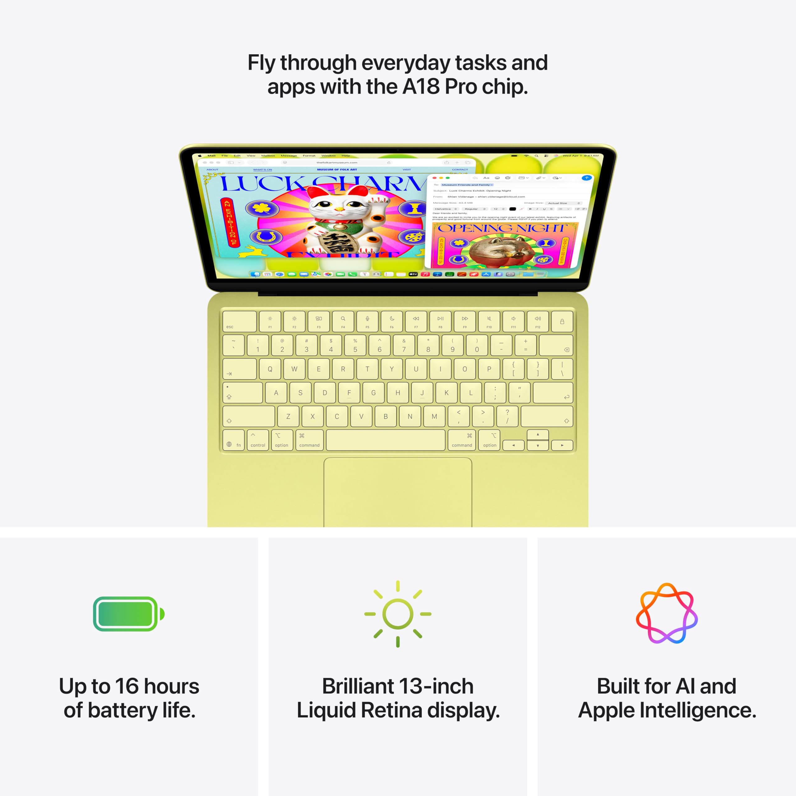 2026 MacBook Neo 13-inch Laptop with A18 Pro chip: Built for AI and Apple Intelligence, Liquid Retina Display, 8GB Unified Memory, 256GB SSD Storage, 1080p FaceTime HD Camera; Citrus thumbnail 11