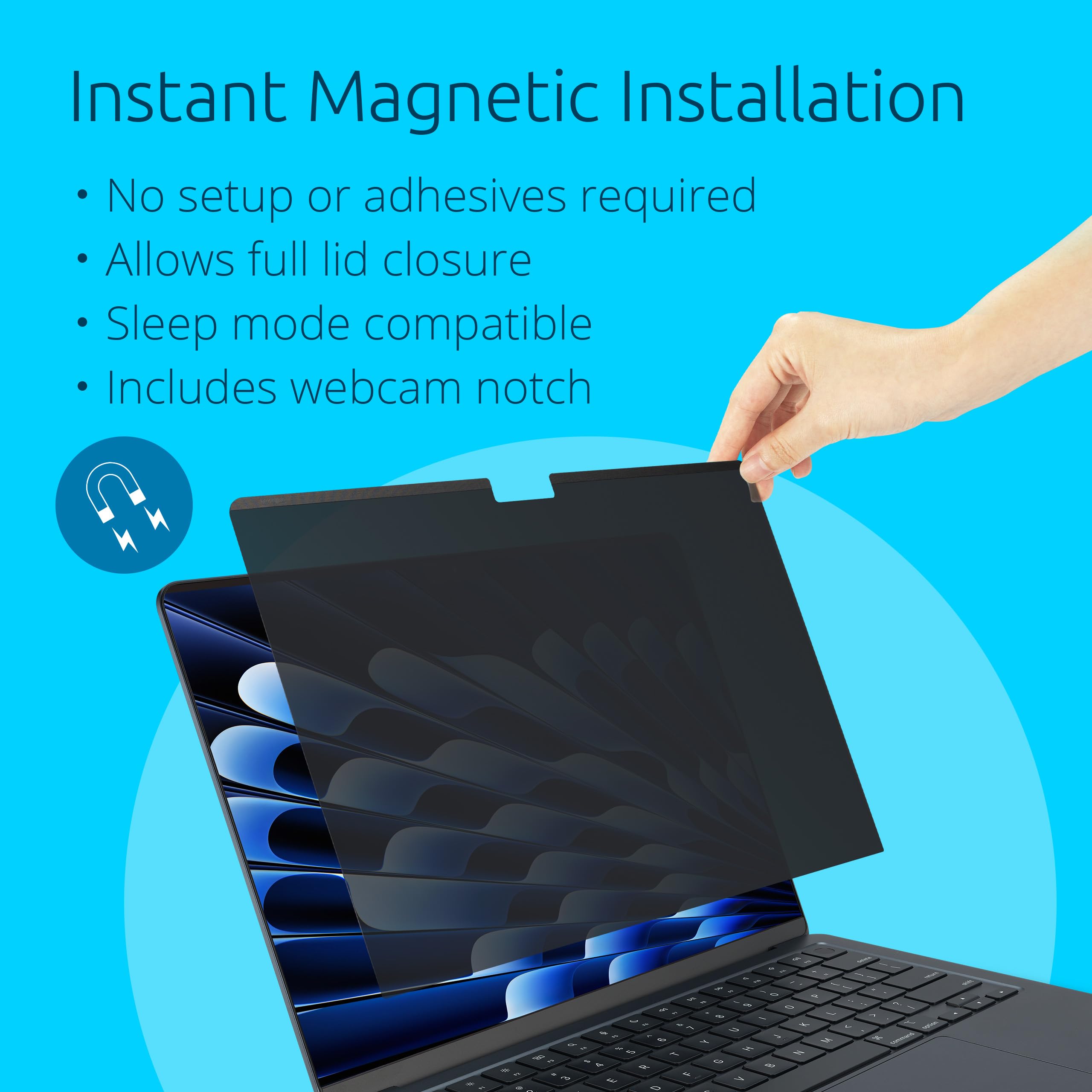 MP136 Magnetic Privacy Screen for MacBook Air 13.6 inch (2022-2024, M2, M3, M4), Removable Laptop Privacy Filter, Anti Glare Blue Light MacBook Mac Screen Protector thumbnail 7
