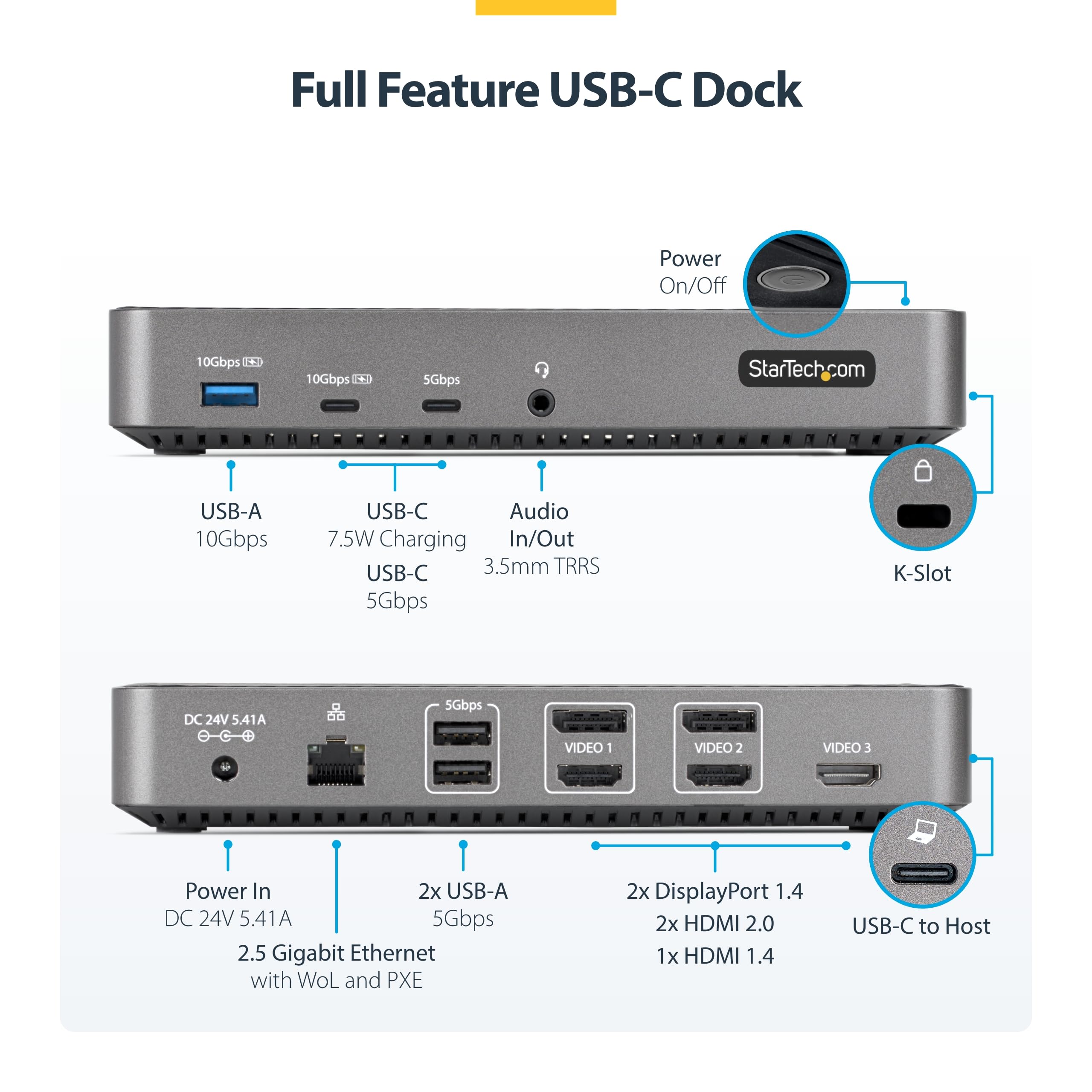 USB-C Triple Monitor Docking Station for MacBook Pro / Air M1 M2 M3 M4 & Windows, Universal 4K HDMI DP Dock, Thunderbolt Compatible, 100W Laptop Charging (116N-USBC-DOCK) thumbnail 3