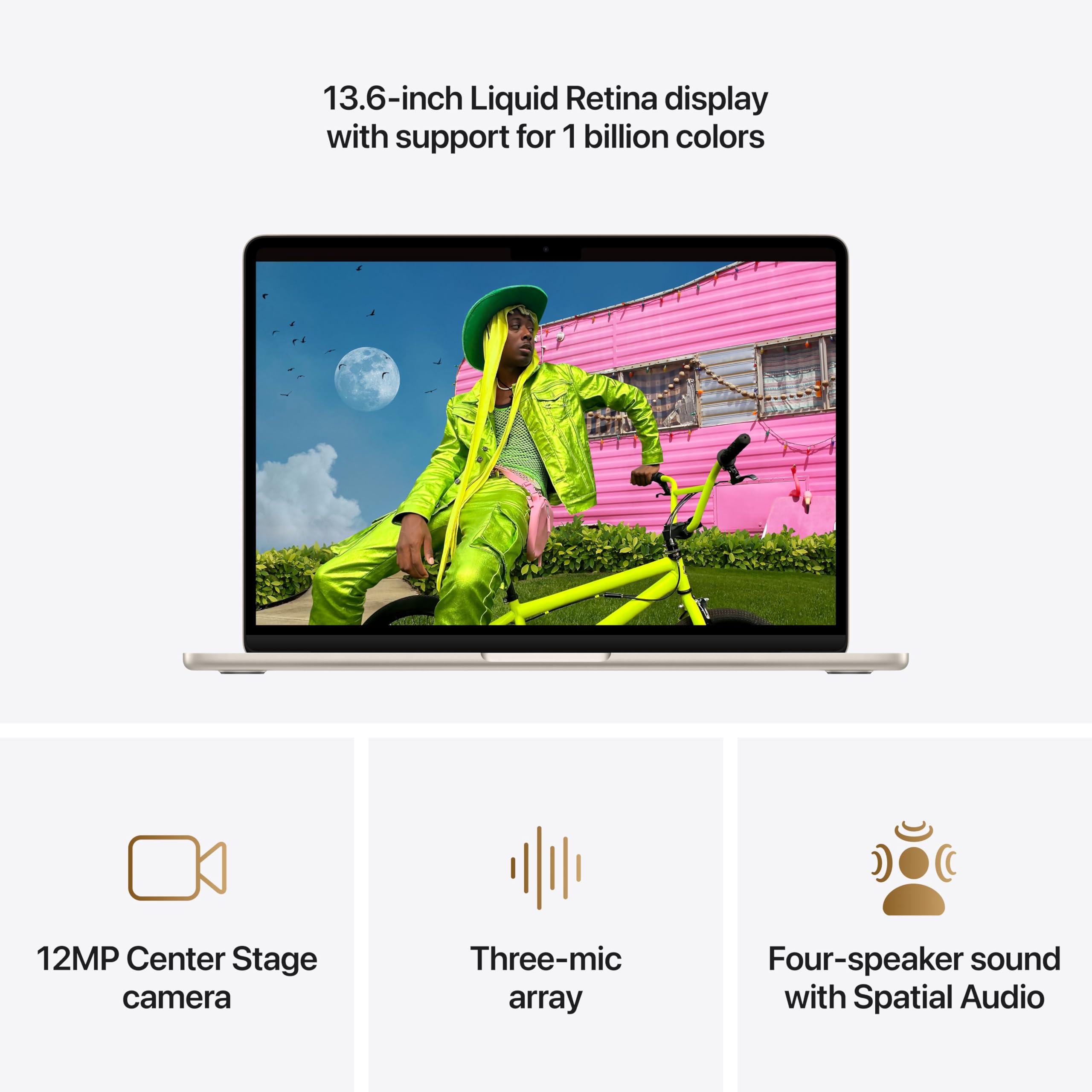 2026 MacBook Air 13-inch Laptop with M5 chip: Built for AI, 13.6-inch Liquid Retina Display, 16GB Unified Memory, 1TB SSD, 12MP Center Stage Camera, Touch ID, Wi-Fi 7; Starlight thumbnail 9