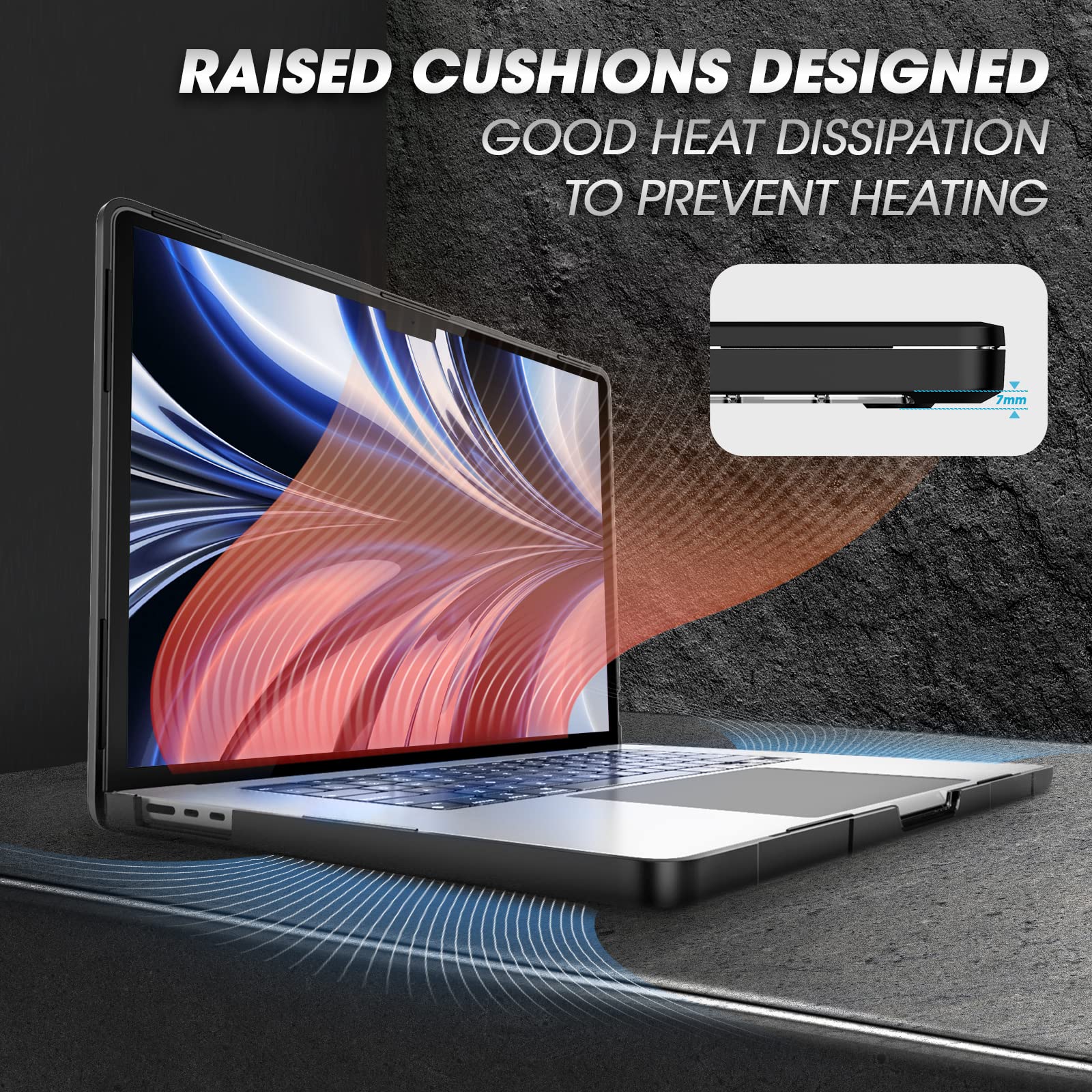for MacBook Air 13 Inch Case 2026-2022 (Unicorn Beetle), M5/M4/M3/M2 A3449 A3240 A3113 A2681 Heavy Duty Rugged Shockproof Hard Shell Anti Scratch Protective Cover for MacBook Air 13.6", Black thumbnail 13