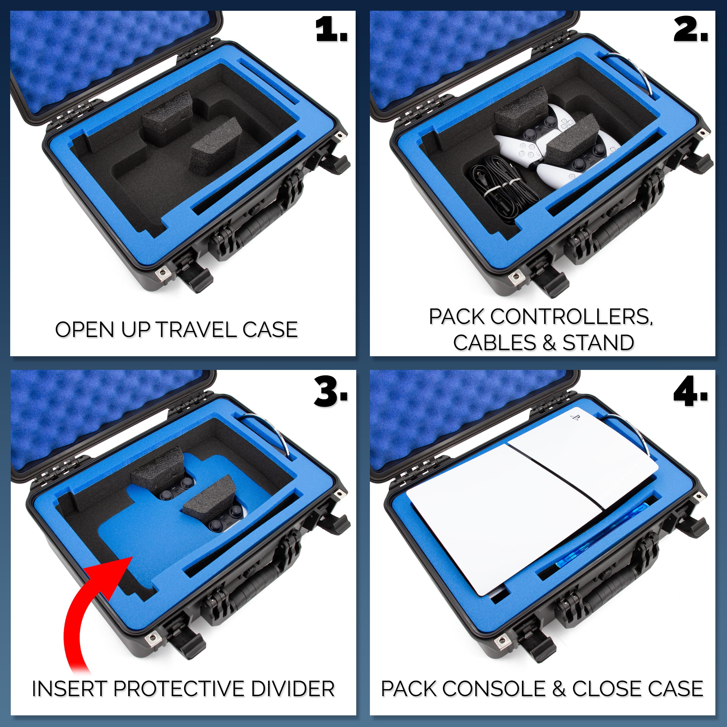 CASEMATIX Travel Case Compatible With PS5 Slim & PlayStation 5 Slim Digital Edition - Hard Shell Waterproof Case with Custom Foam for Console, Controllers, Stand, Cables and Game thumbnail 9